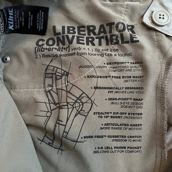 KUHL Men's Liberator Convertible Stealth Zip Off Cargo Hiking Pants 38x32 Shorts - Picture 6 of 13